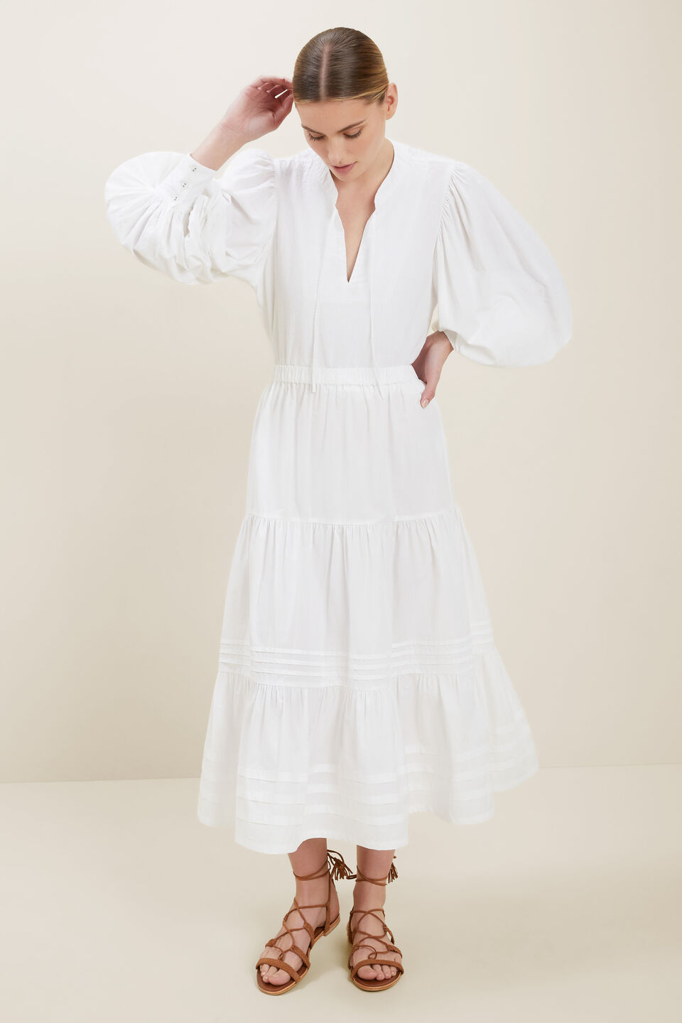 Blouson Sleeve Blouse  Whisper White