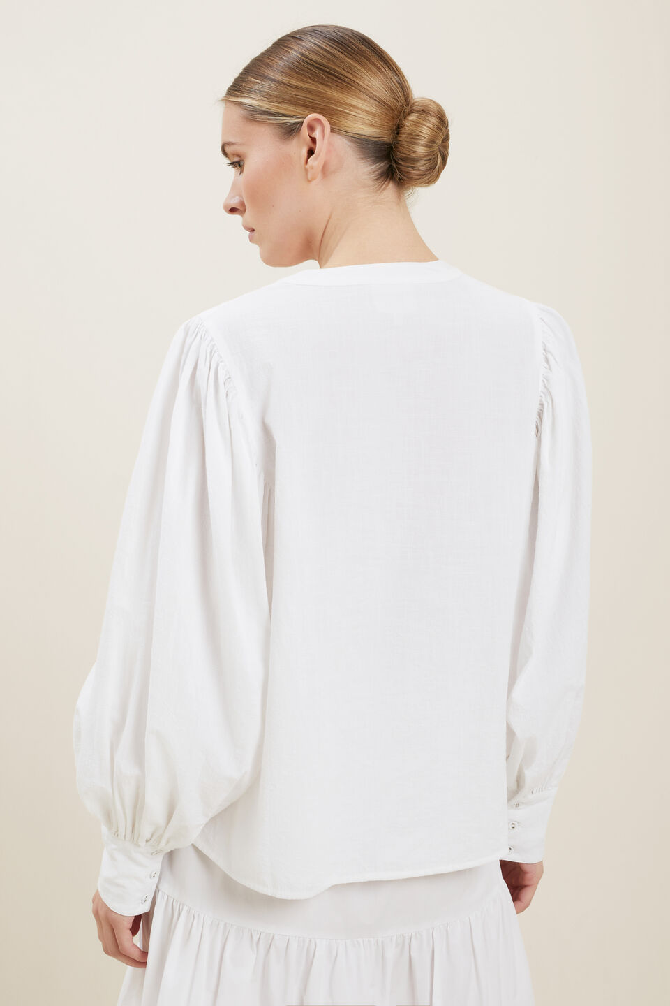 Blouson Sleeve Blouse  Whisper White