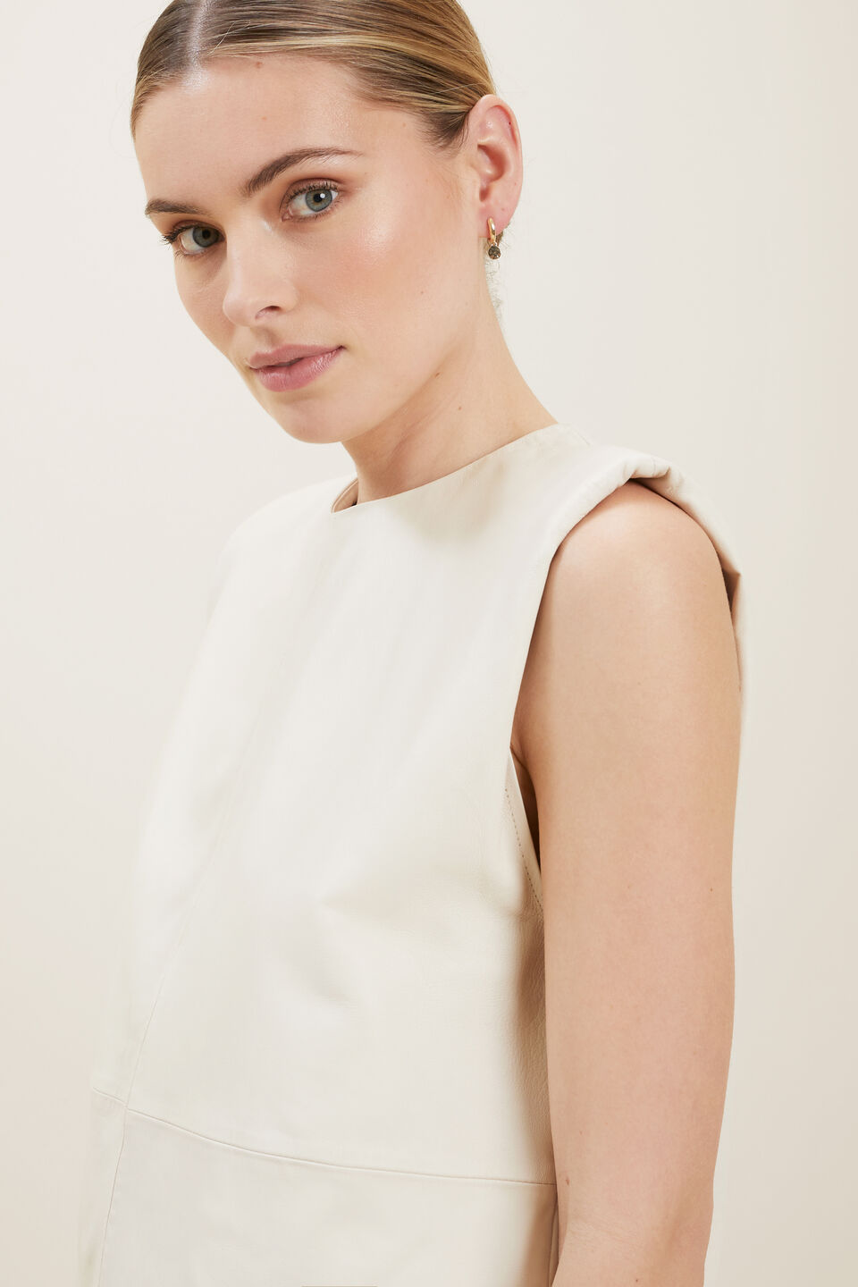 Leather Top  Pebble Cream