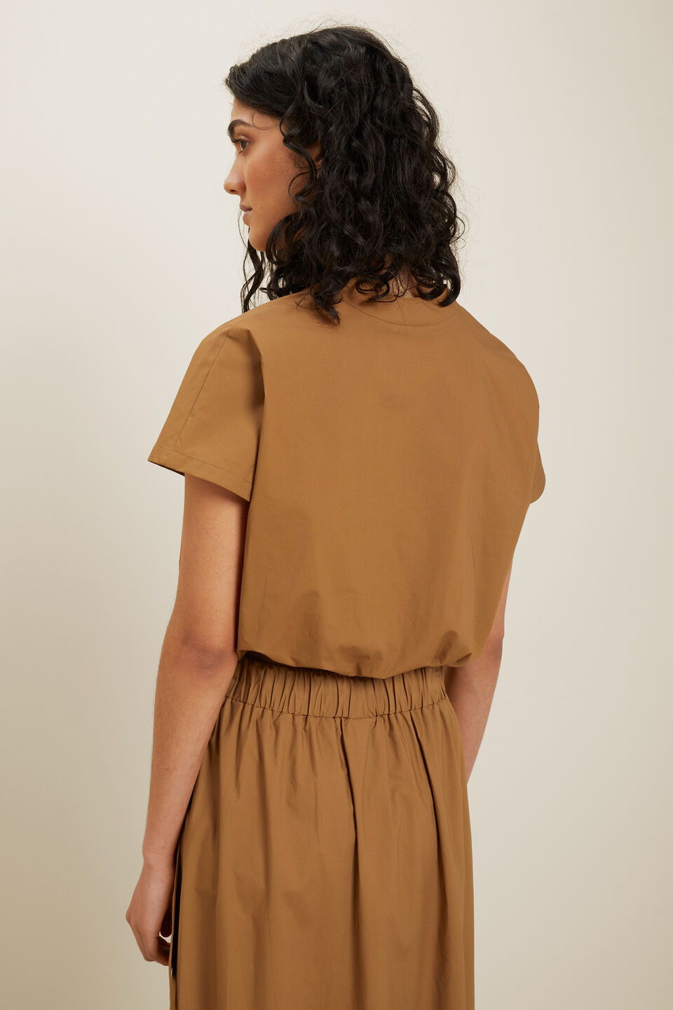 Poplin Cropped Shirt  Sienna Brown