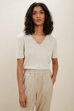 V Neck Shoulder Pad Tee  Latte Marle  hi-res