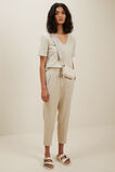 V Neck Shoulder Pad Tee  Latte Marle  hi-res