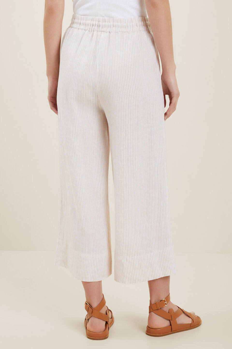 Linen Culottes  Neutral Sand Stripe