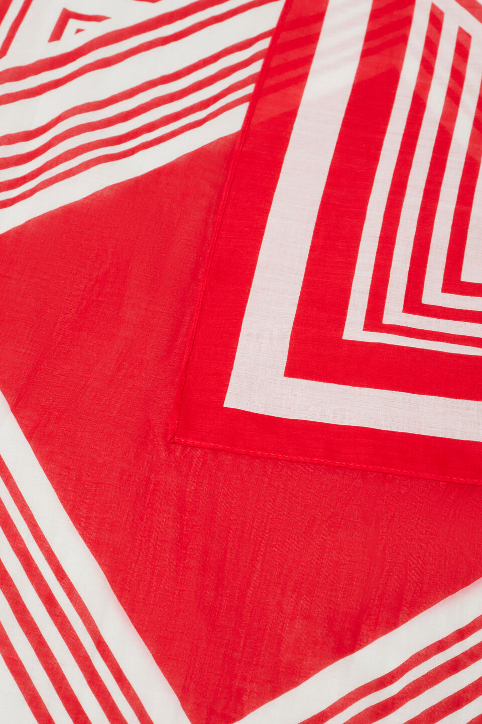Cotton Printed Square Scarf  Chilli Red Multi