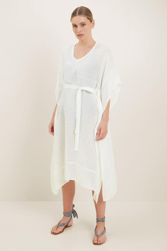 Cotton Longline Kaftan  White  hi-res