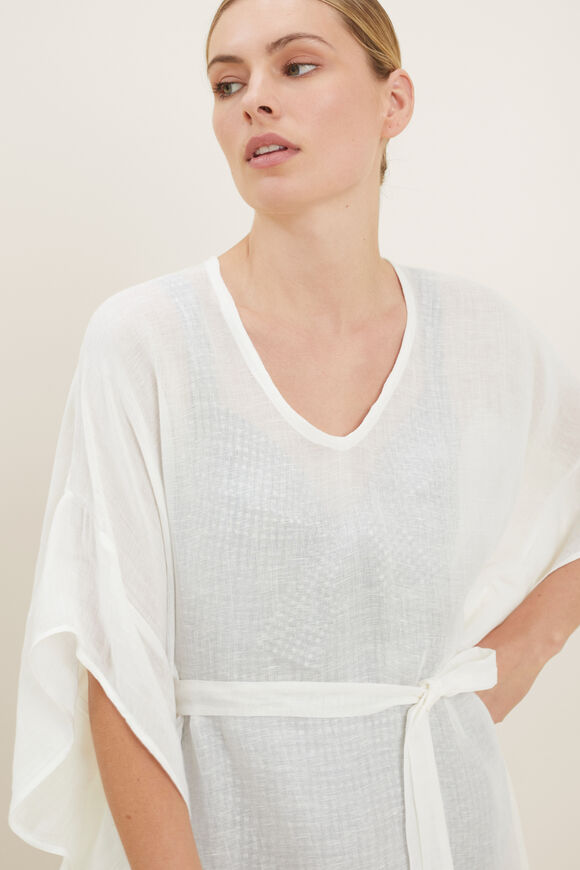 Cotton Longline Kaftan  White  hi-res