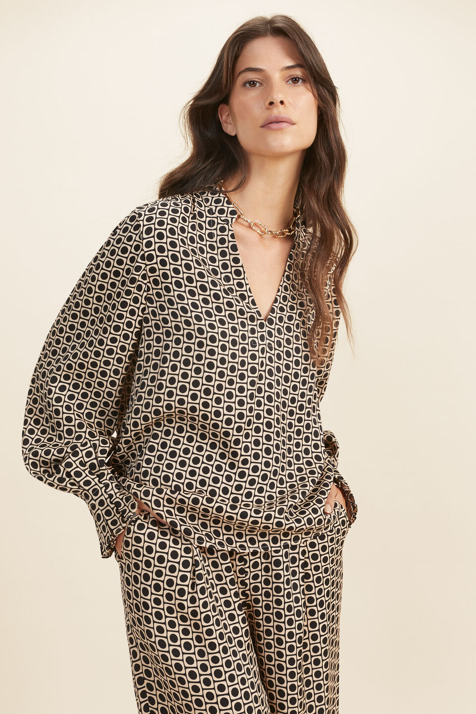 Geo V Neck Blouse  Geo
