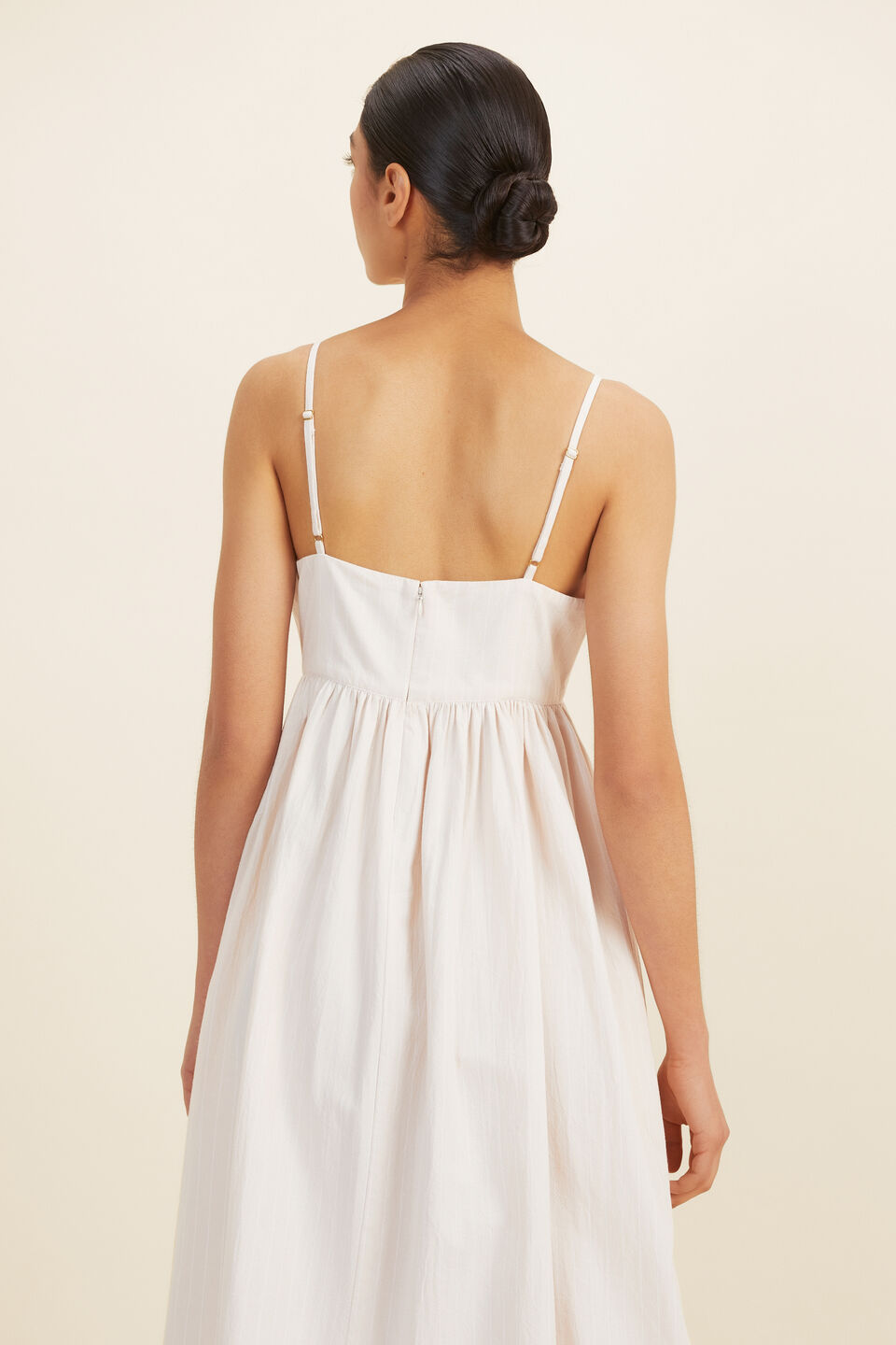 Stripe Gathered Maxi Dress  Natural Wood Stripe