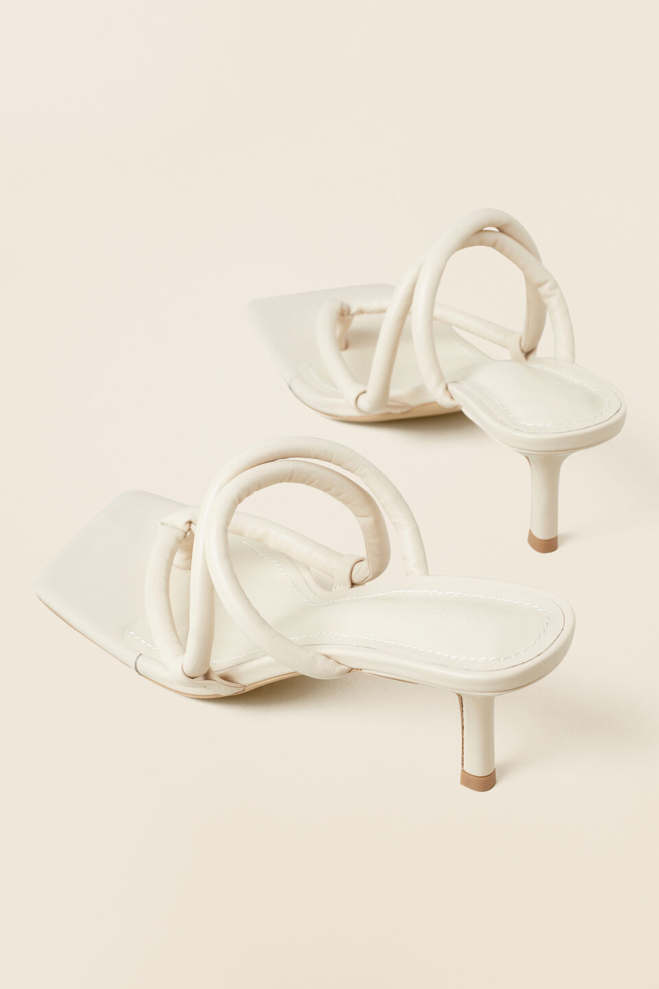 Monet Leather Heeled Sandal  French Vanilla