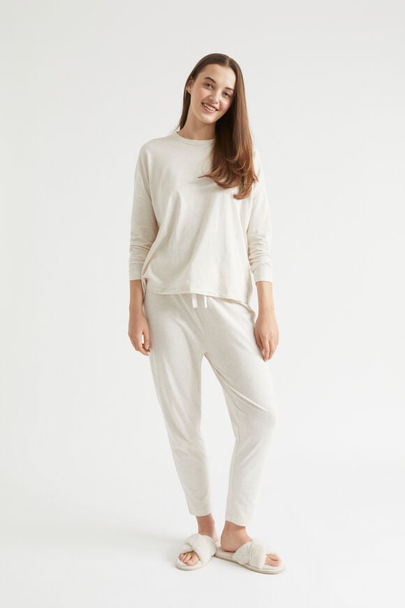 Jersey Pyjama Top  Oat Marle  hi-res