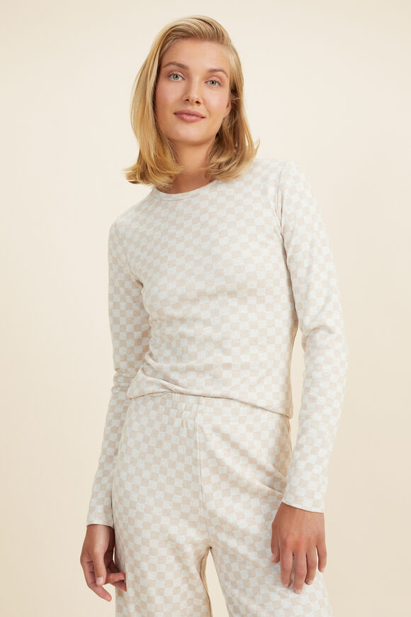 Rib Print Long Pyjama Top  Multi  hi-res