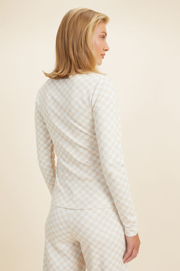 Rib Print Long Pyjama Top  Multi  hi-res