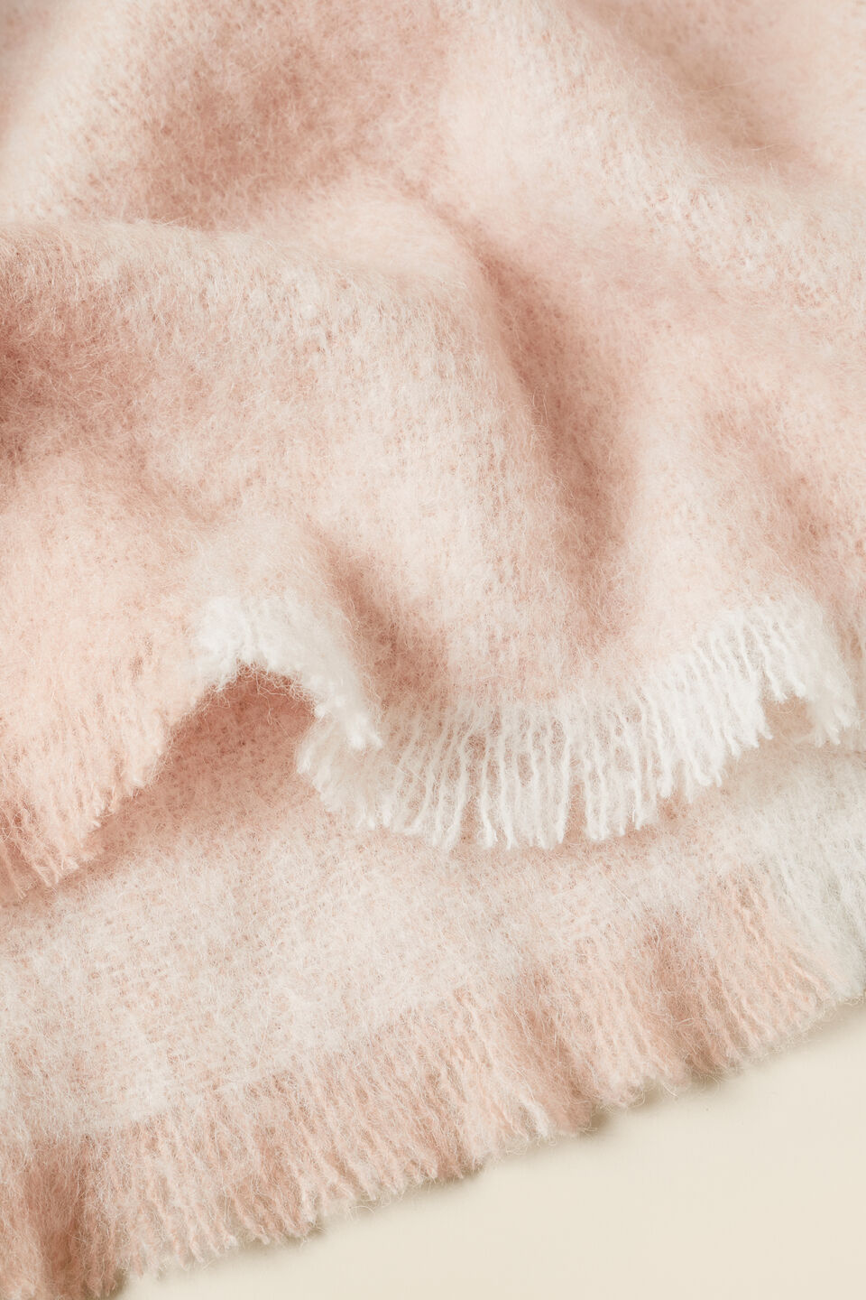 Alpaca Check Throw  Chalk Pink