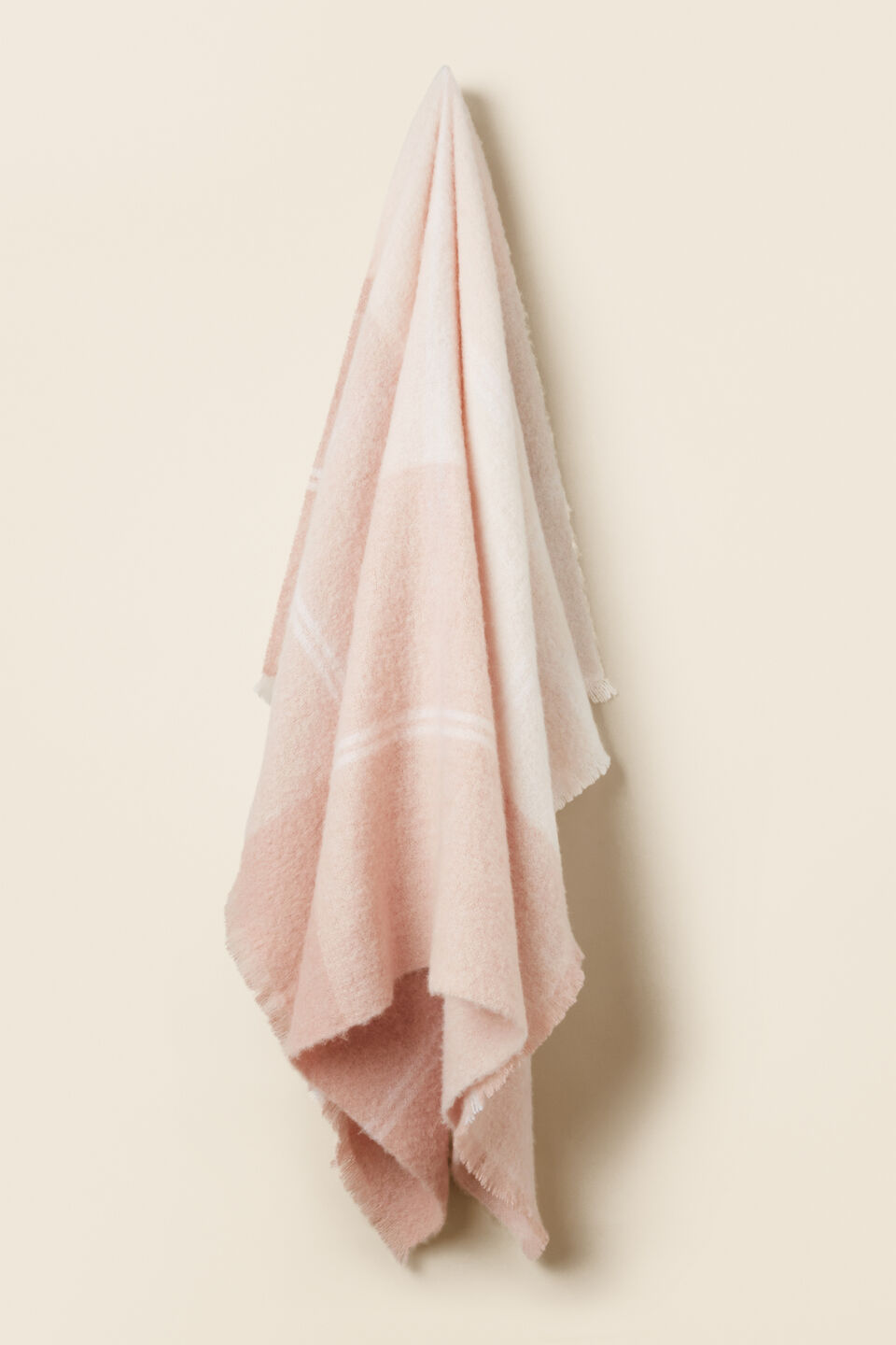 Alpaca Check Throw  Chalk Pink