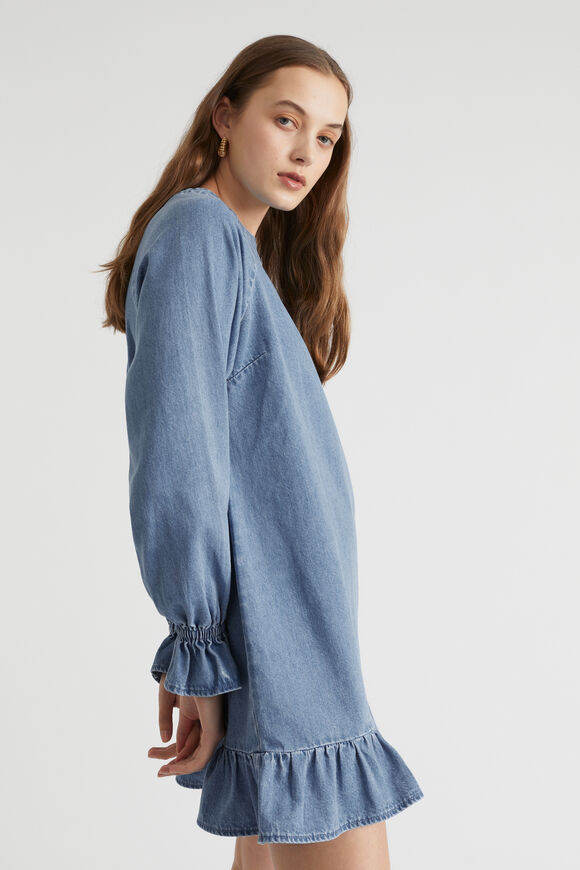 Chambray Swing Mini Dress  Harmony Blue  hi-res
