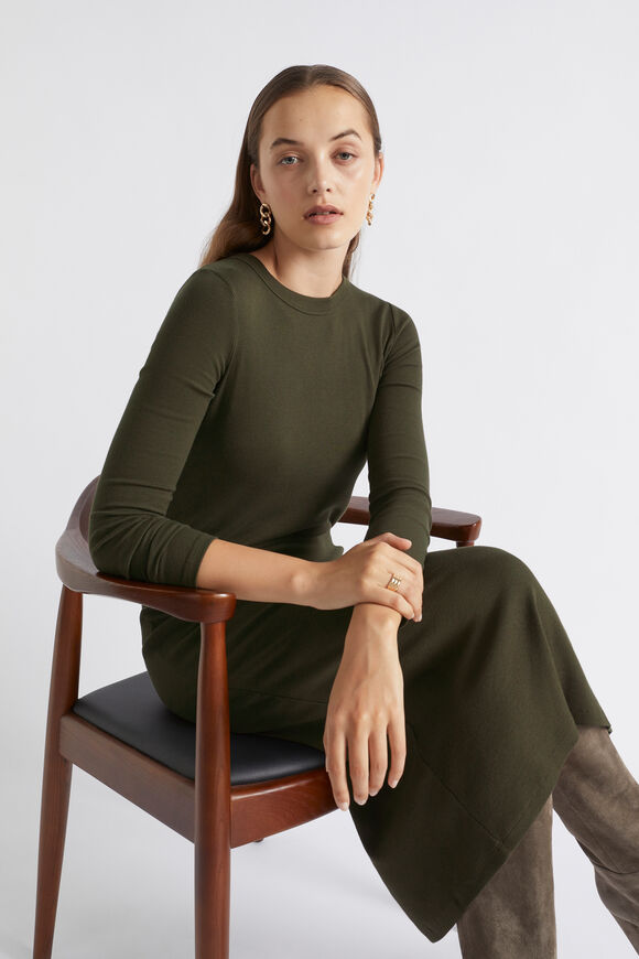 Long Sleeve Fitted Dress  Dark Fern  hi-res