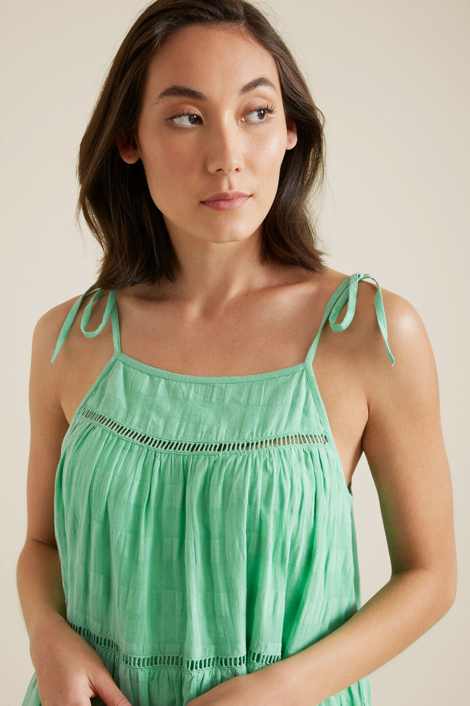 Self Check Mini Dress  Palm Green