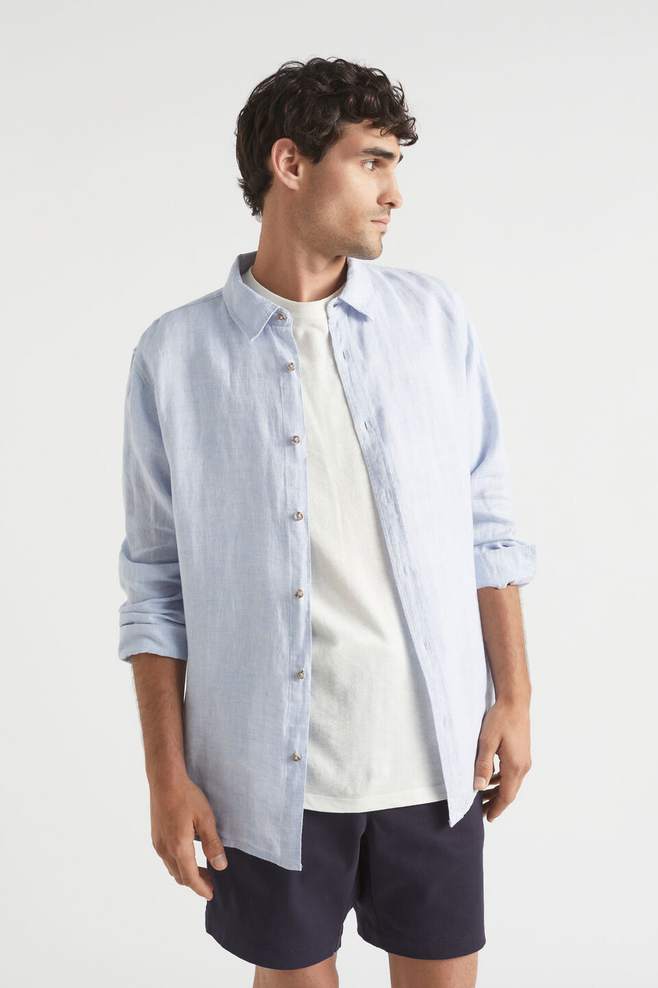 Mens Linen Shirt  Powder Blue