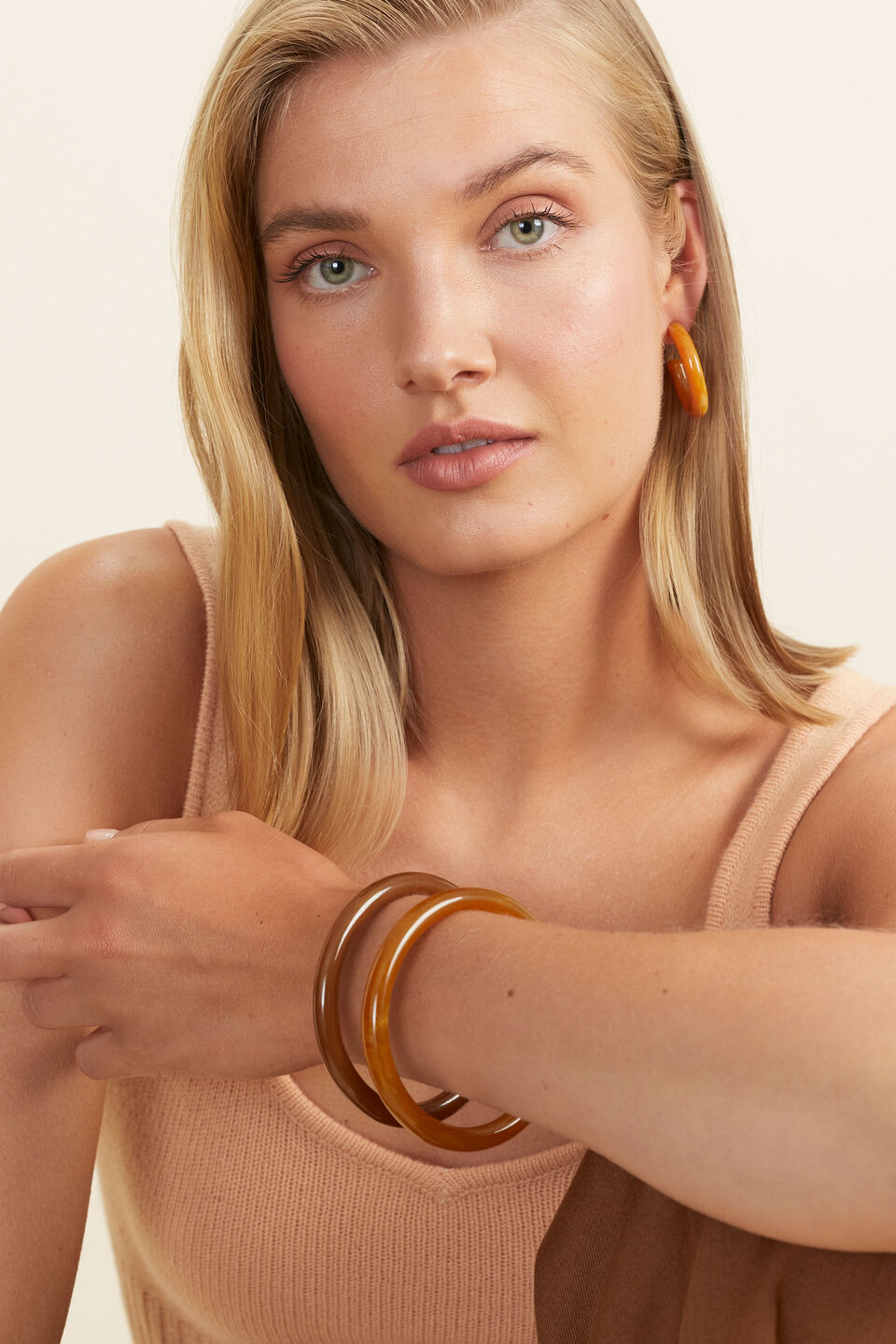 Resin Hoop Earring  Dark Apricot