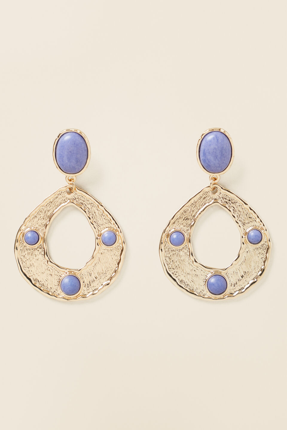 Stone Teardrop Earring  Deep Ocean