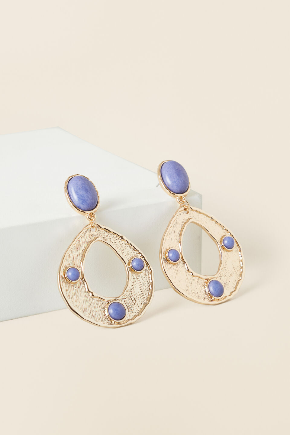 Stone Teardrop Earring  Deep Ocean