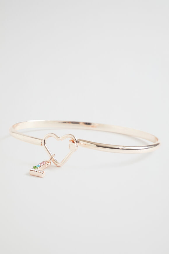 Rainbow Diamante Initial Bangle  L  hi-res