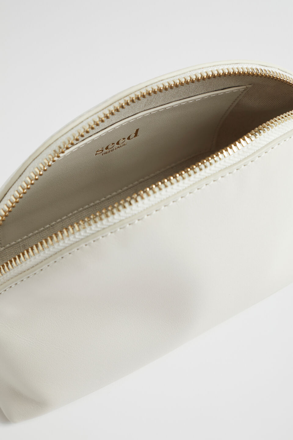 Leather Crescent Pouch  Cream