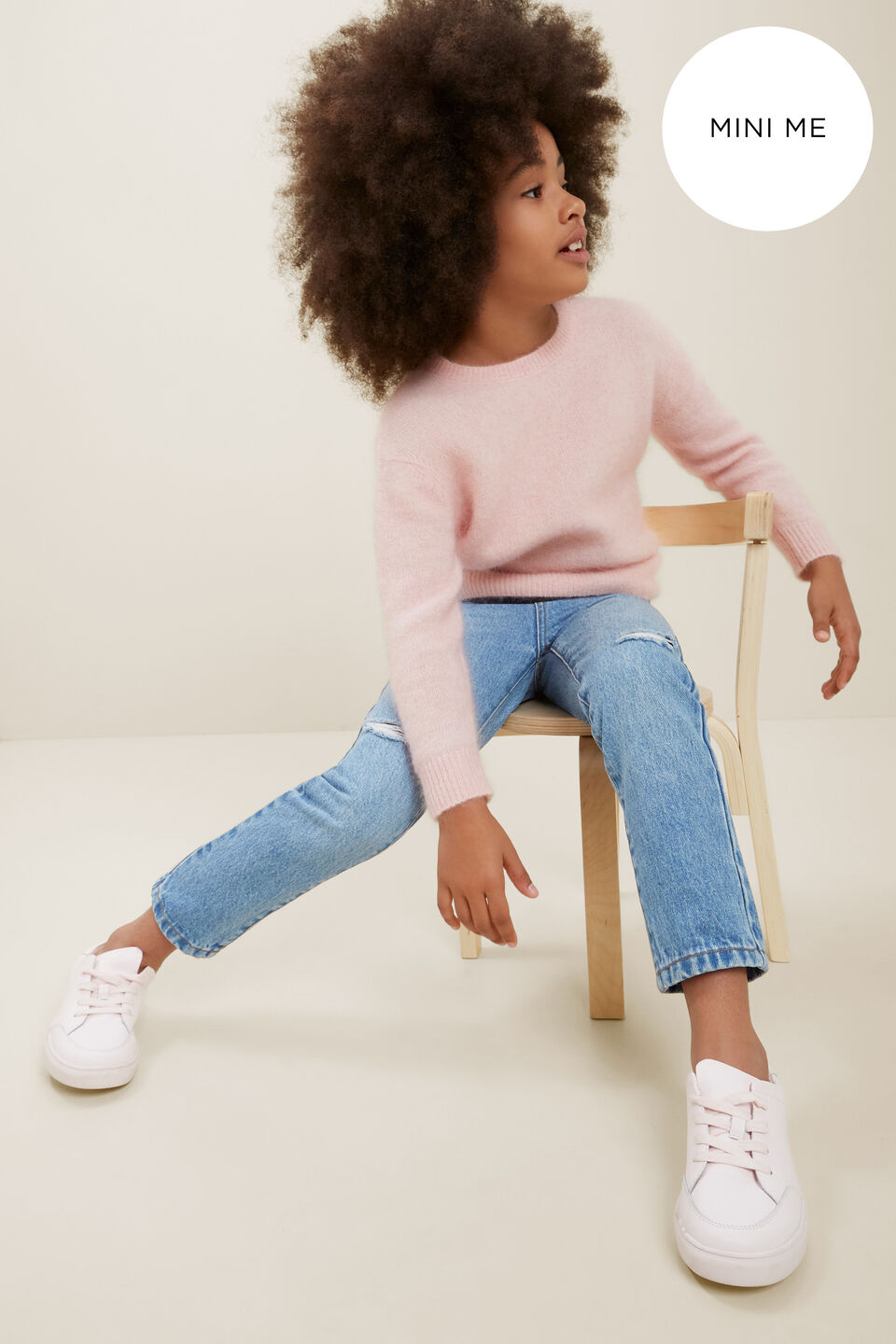 Mini Me Mohair Crew Neck Sweater  Ash Pink Marle