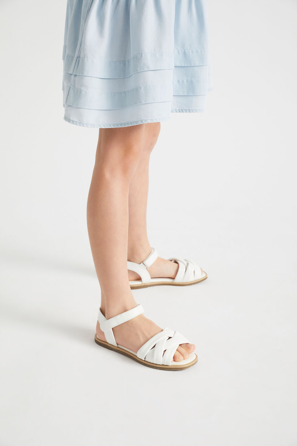 Square Toe Puffy Sandal  White