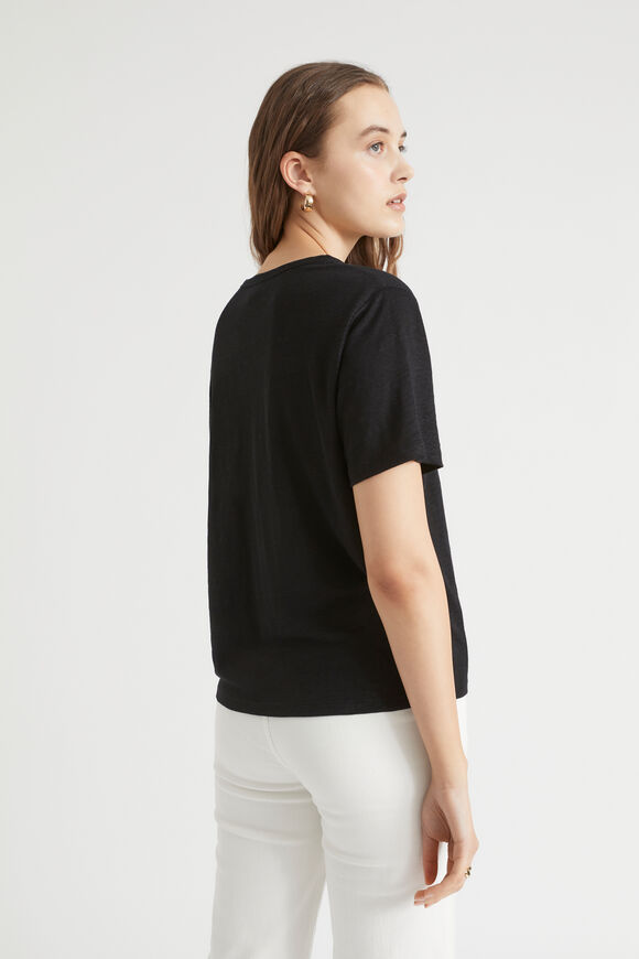 Core Linen Boxy Tee  Black  hi-res