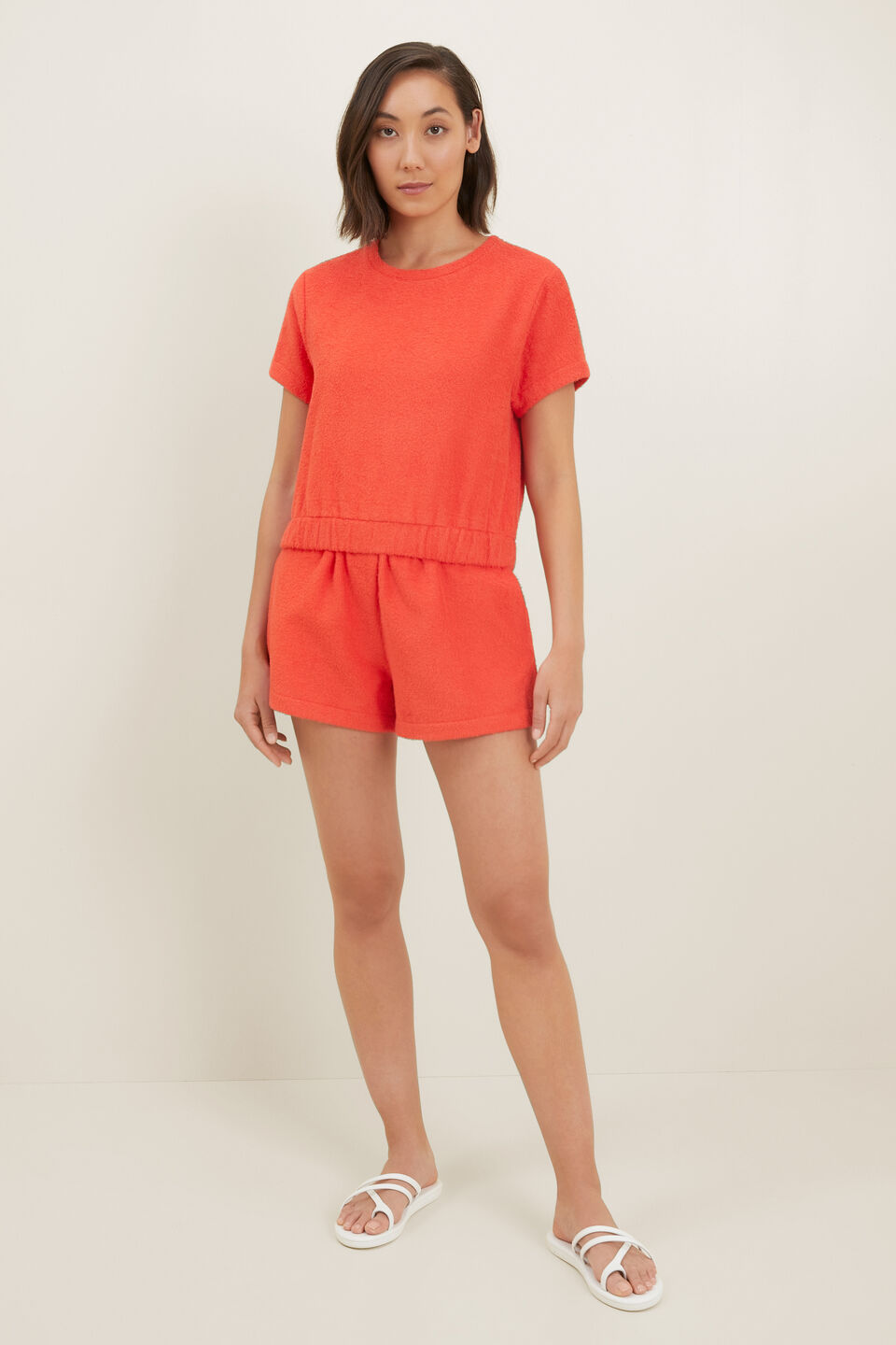 Terry Crop Tee  Chilli Red