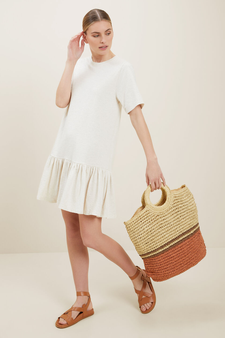 Jersey Tiered Dress  Cloud Cream Marle