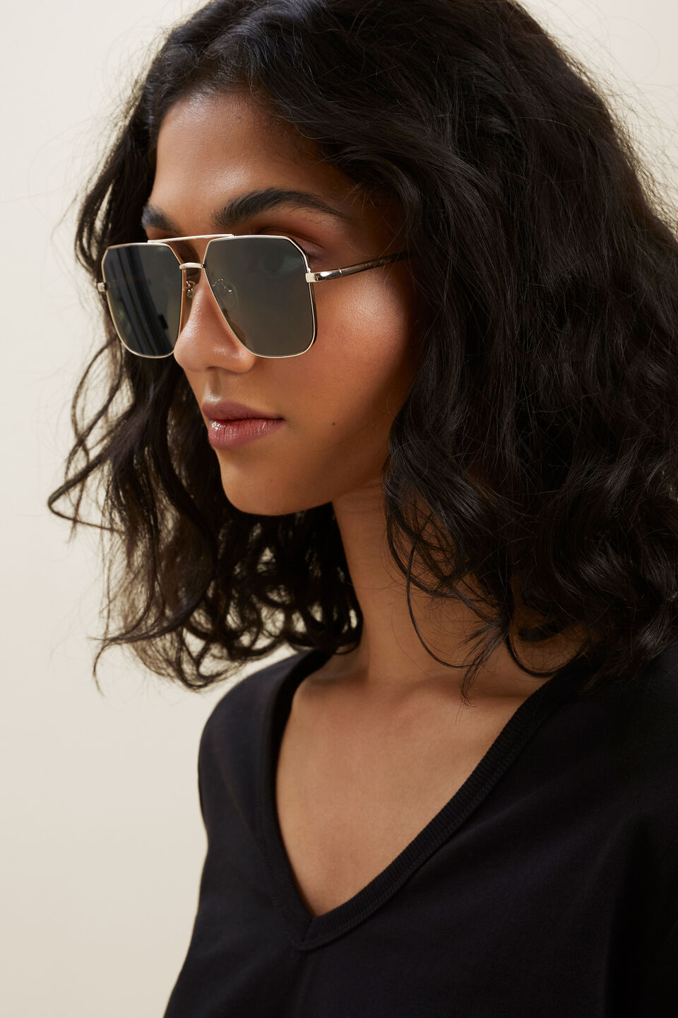 Roza Aviator Sunglasses  Gold