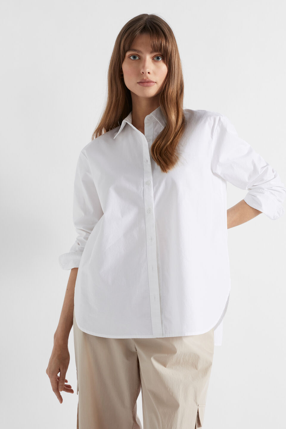 Poplin Button Down Shirt  Whisper White