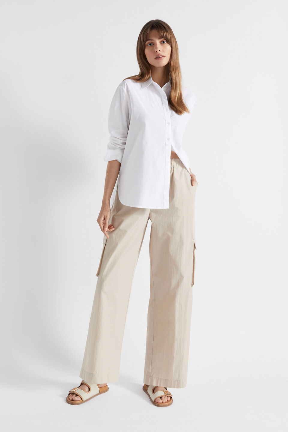 Poplin Button Down Shirt  Whisper White