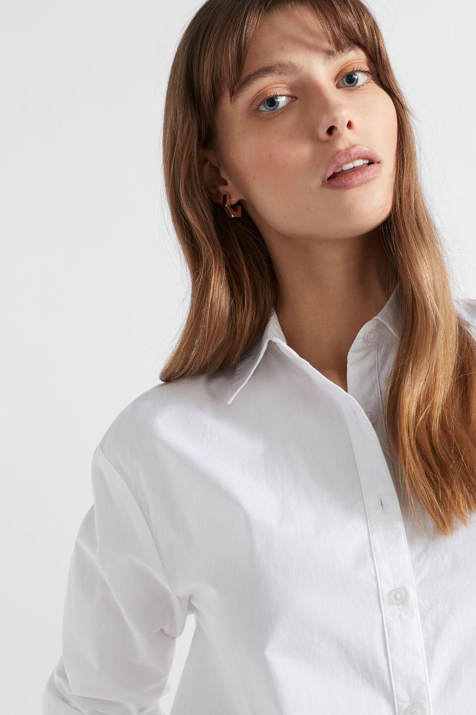 Poplin Button Down Shirt  Whisper White