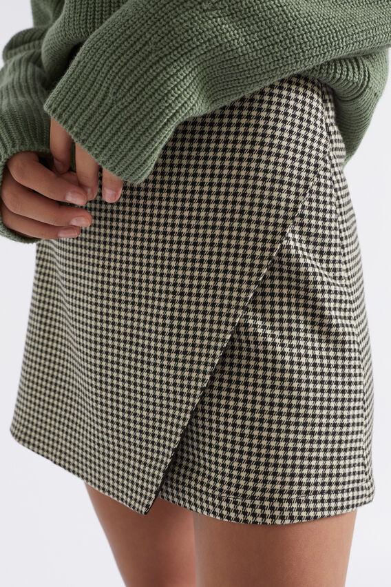 Asymmetric Wrap Skirt  Black Check  hi-res