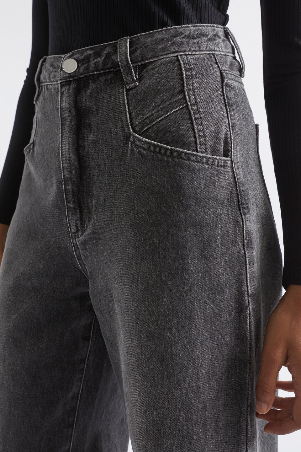 Rigid High Waist Wide Jean  Graphite Denim