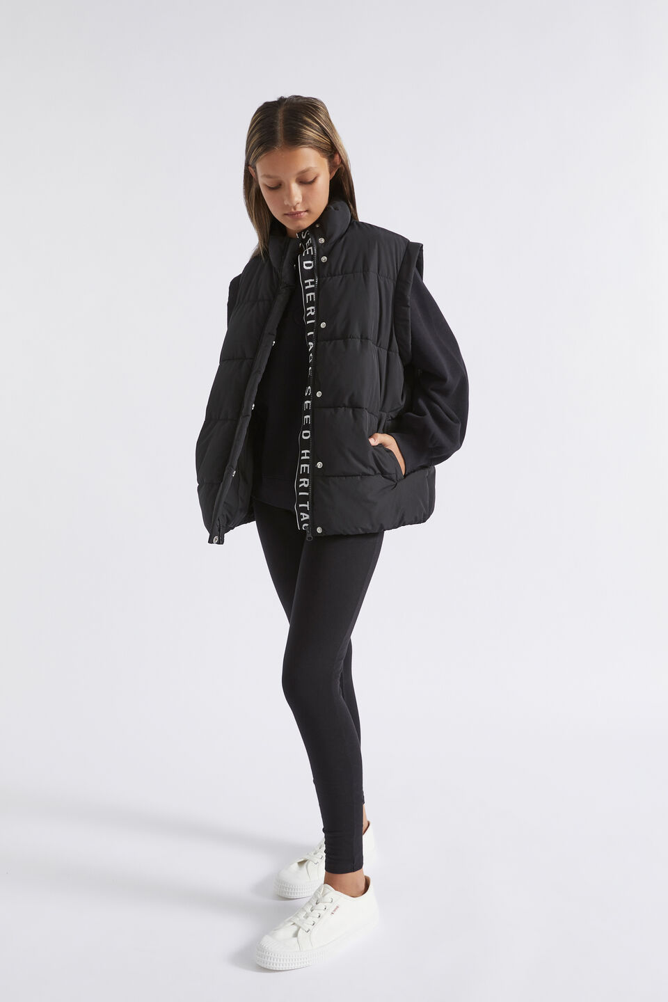 Oversized Puffa Vest  Black