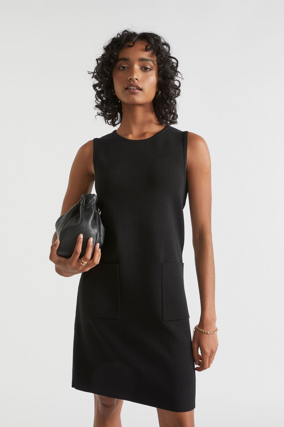Crepe Mini Dress  Black