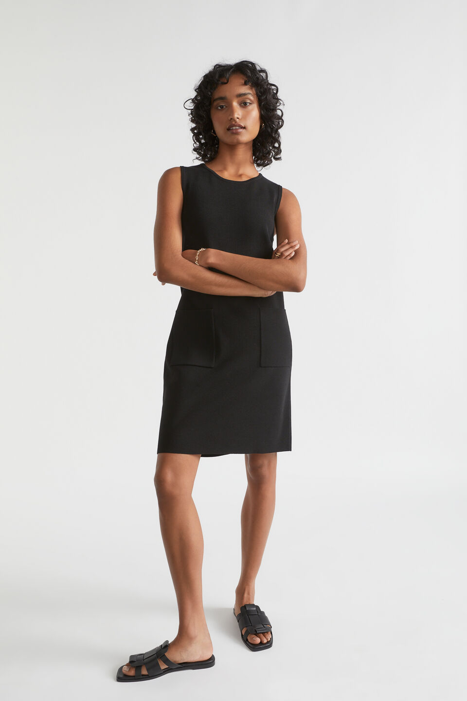 Crepe Mini Dress  Black