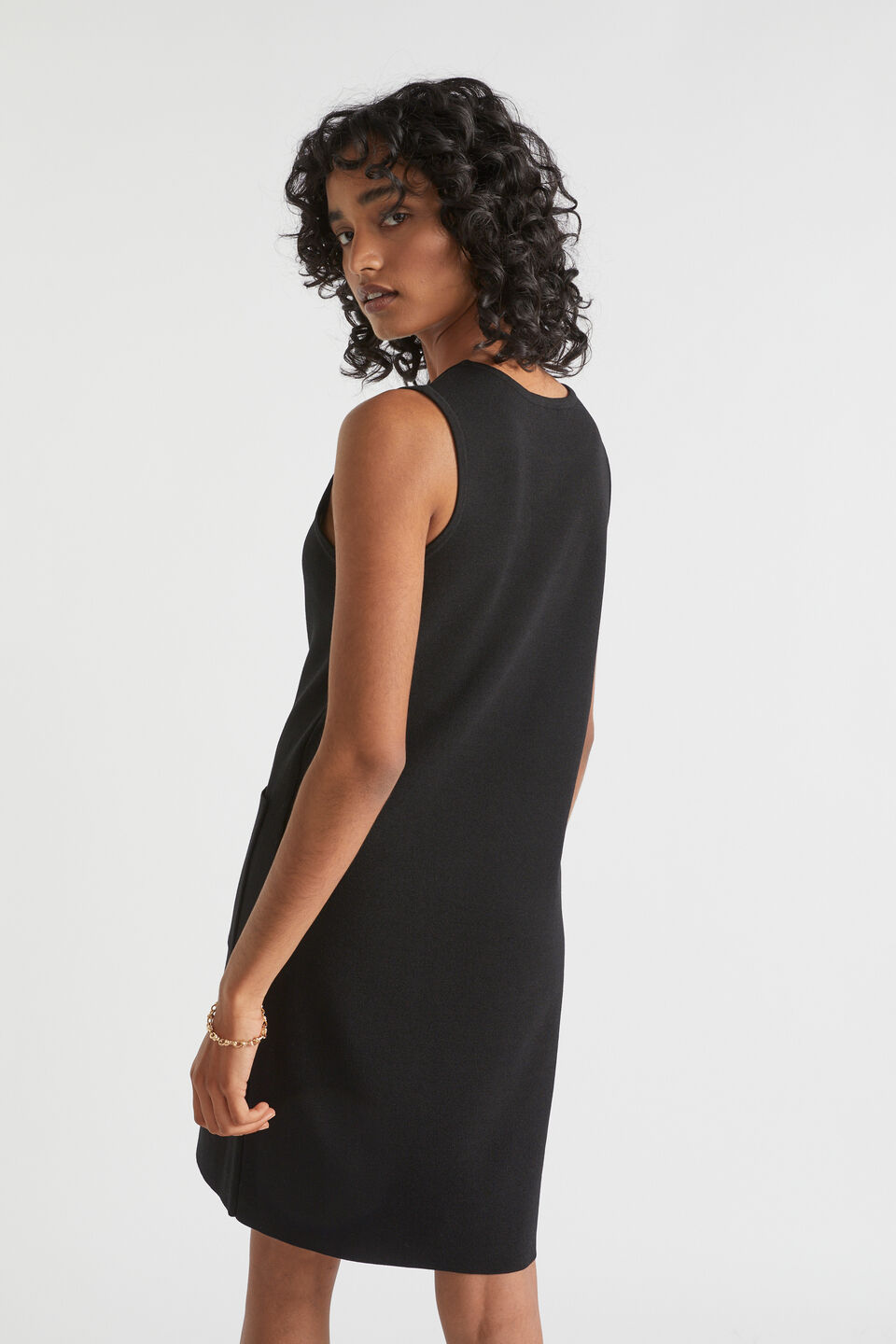 Crepe Mini Dress  Black
