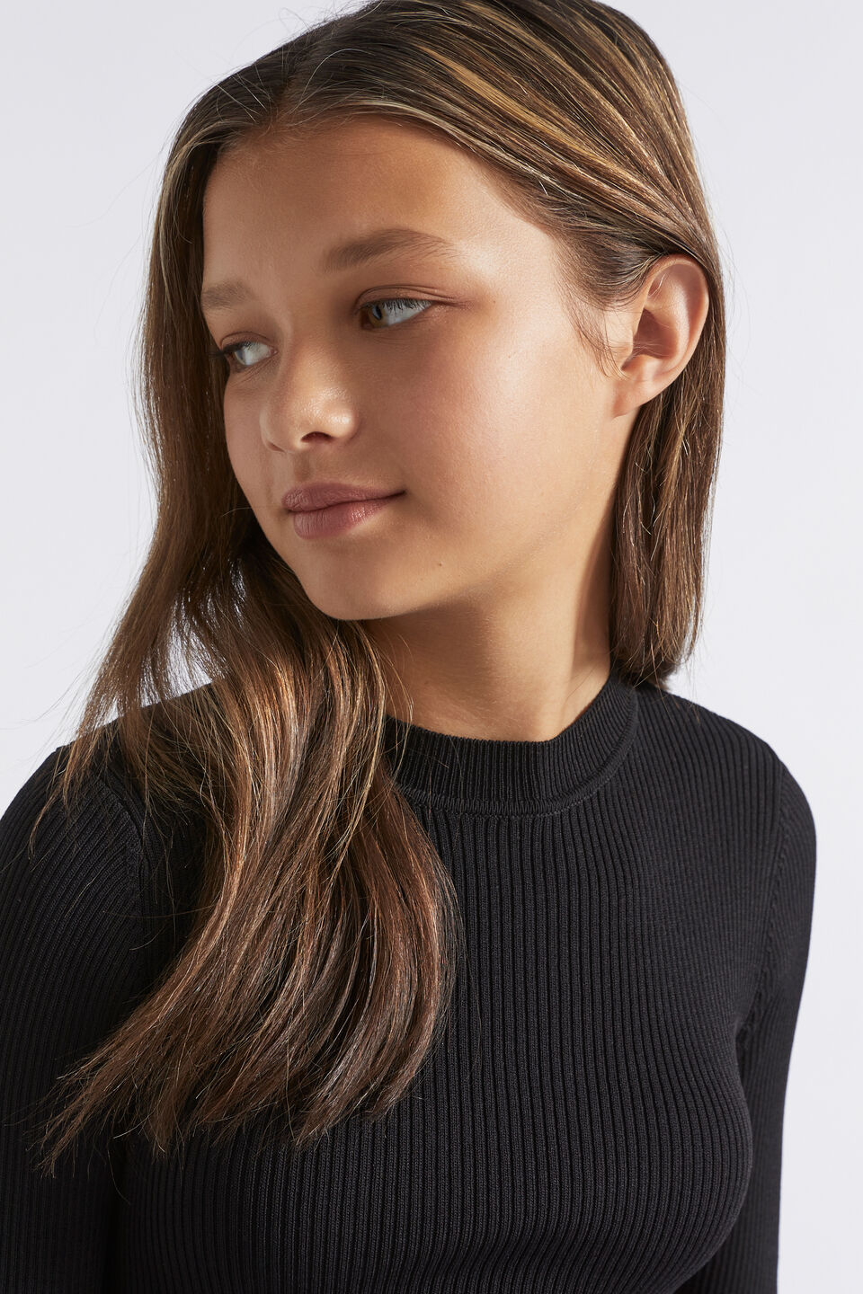 Rib Knit Dress  Black