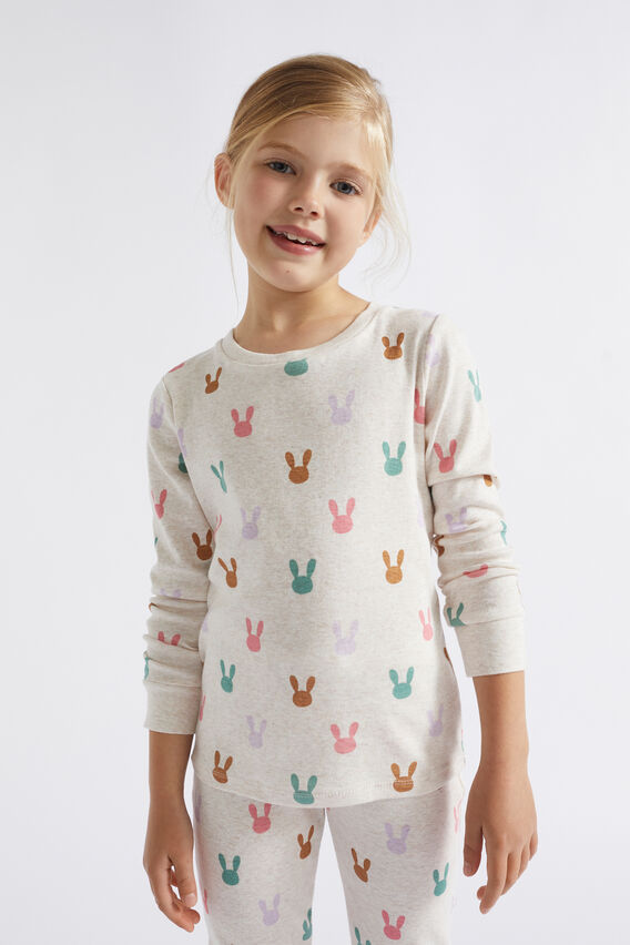 Mini Bunny Pyjama  Oat Marle  hi-res