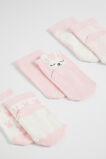 Bunny Sock 3 Pk  Dusty Rose  hi-res