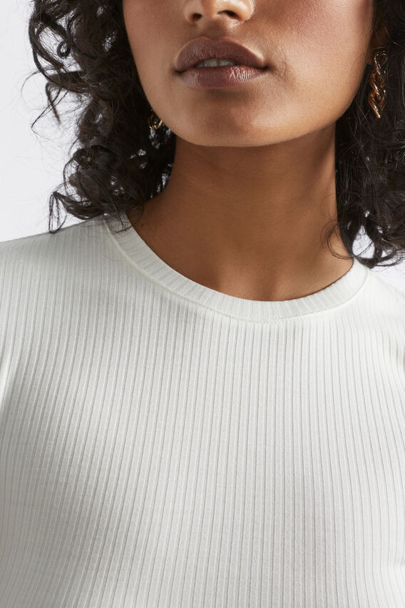 Core Rib Crew Neck Top  Cloud Cream  hi-res