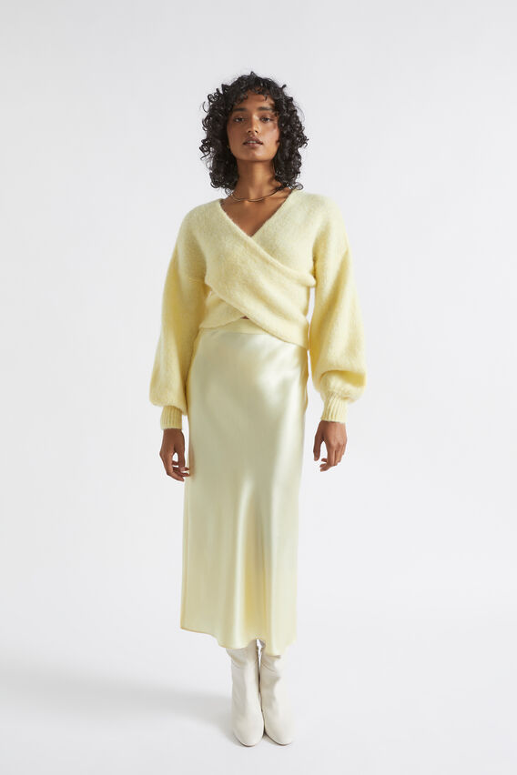 Satin Slip Midi Skirt  Soft Butter  hi-res