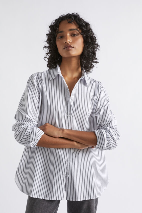 Poplin Button Down Shirt  Black Stripe  hi-res