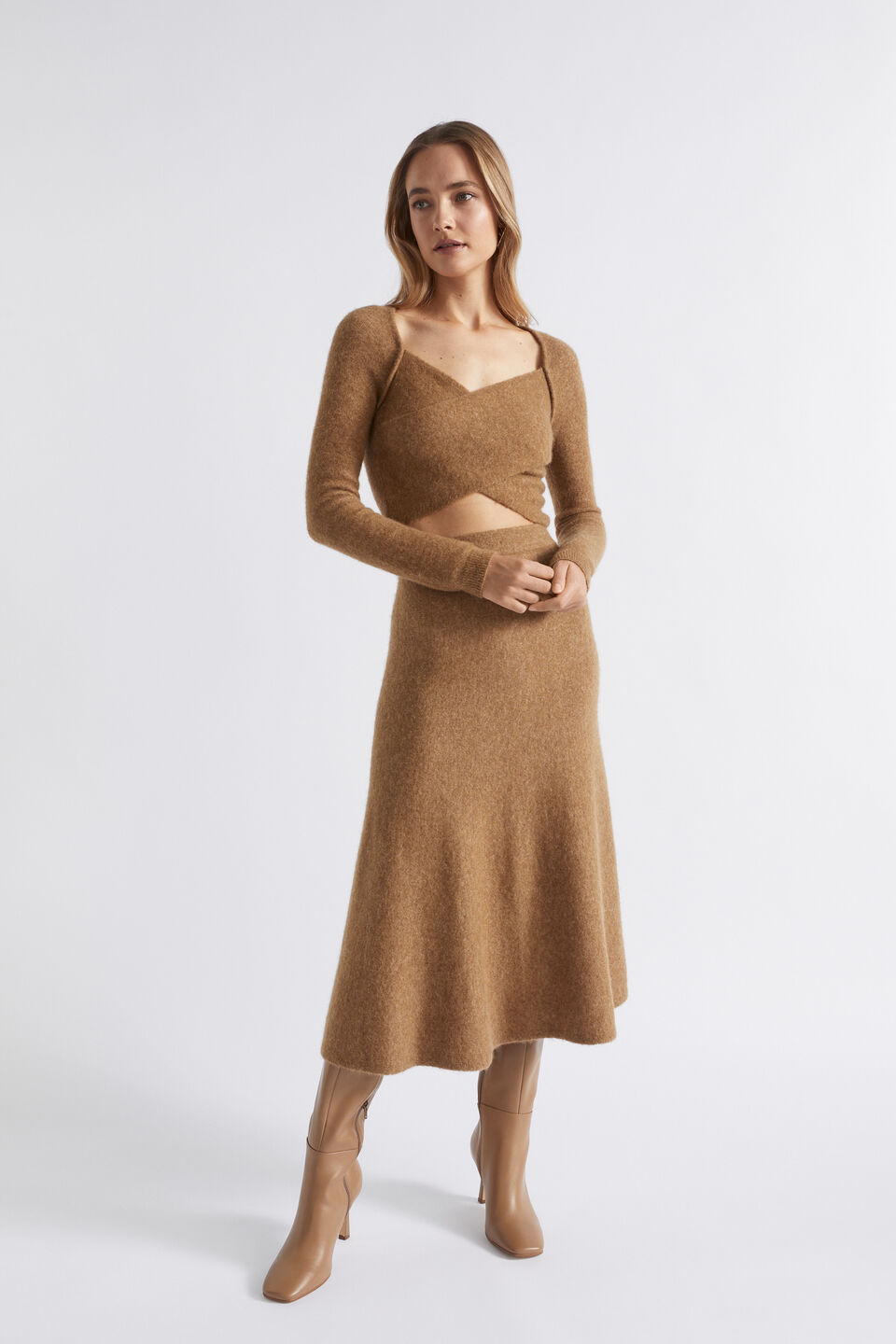 Cosy Knit Skirt  Deep Brass Marle