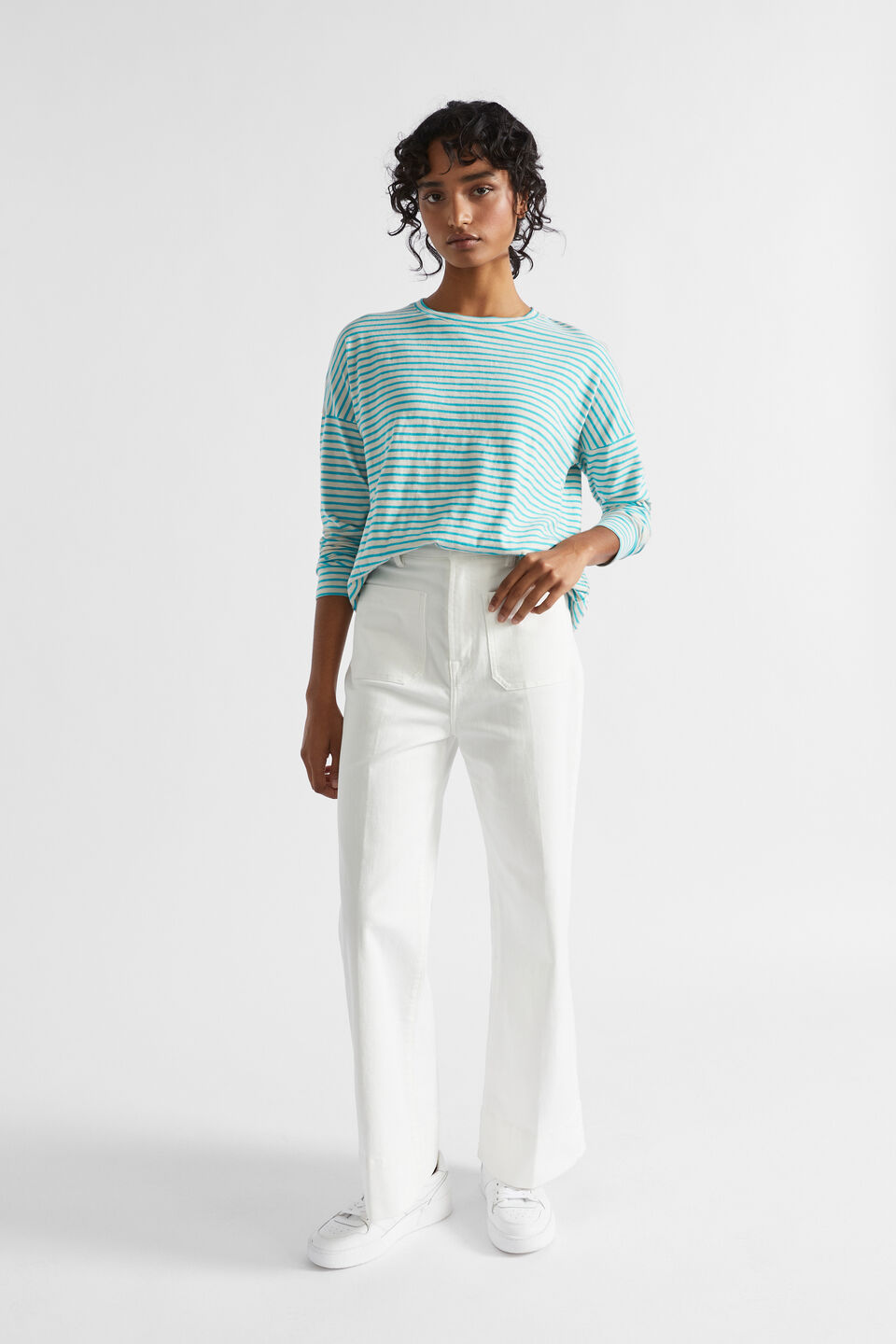 Long Sleeve Stripe Top  Peacock Vanilla Stripe